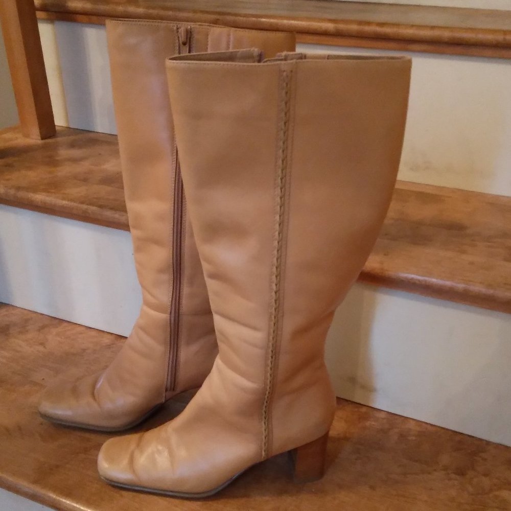 Leather boots, women's size 7.5M, heeled